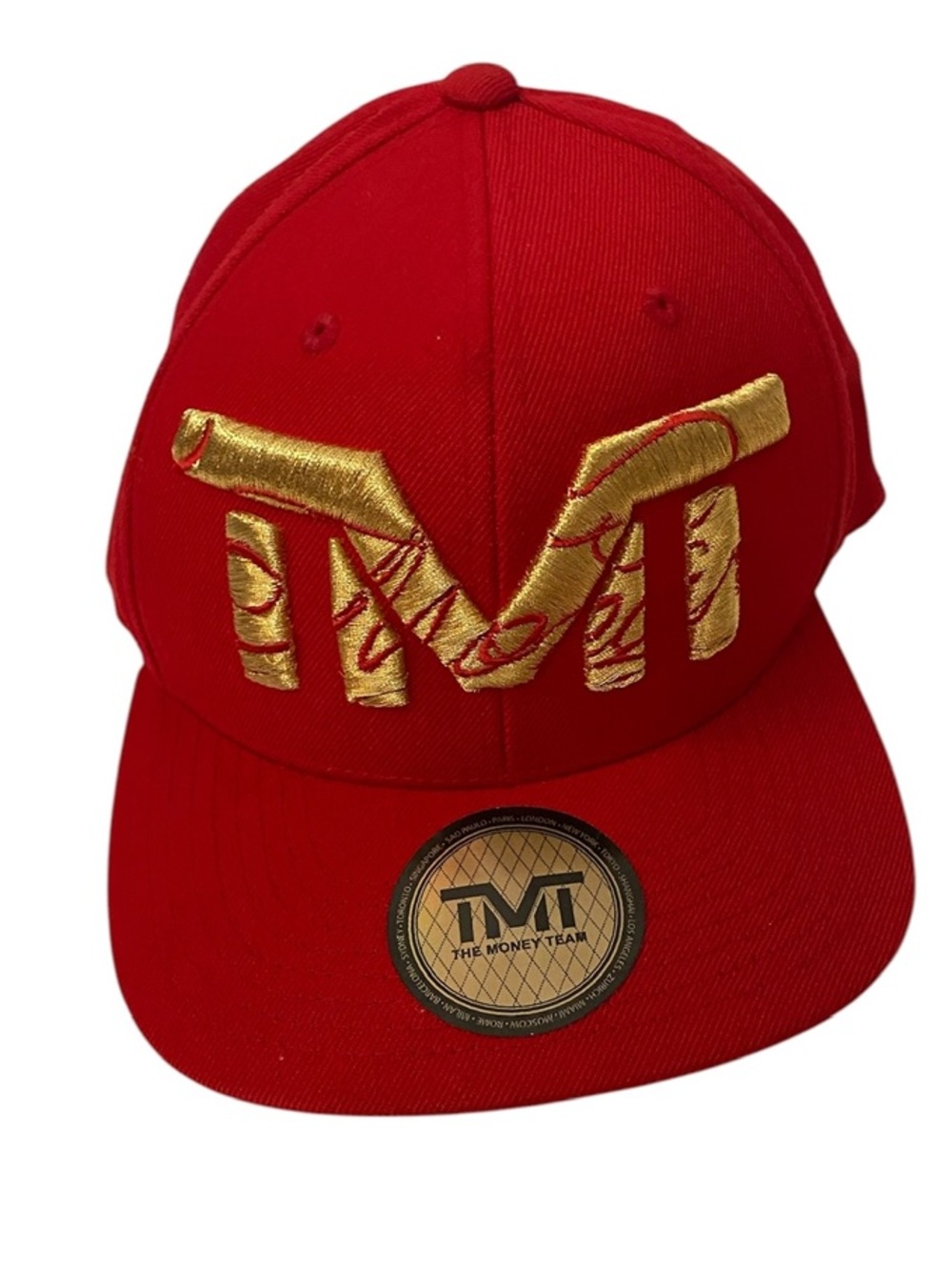 NWT TMT The Money Team Red Gold Embroidered Snapback Hat Floyd Mayweather Boxing